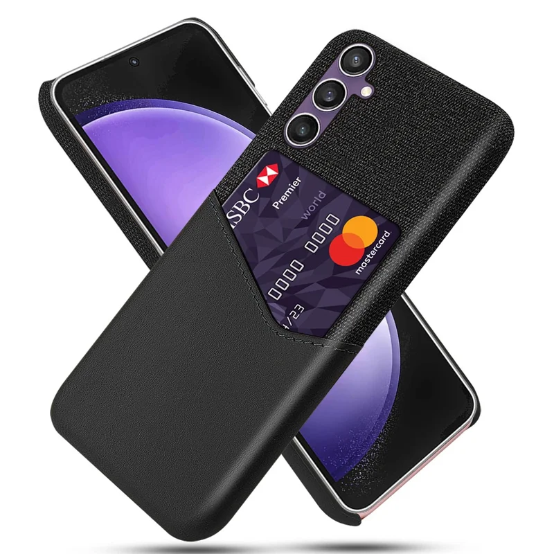 Para Samsung Galaxy S24 Case Cloth Texture Phone Cover PU+PC Phone Shell - Preto