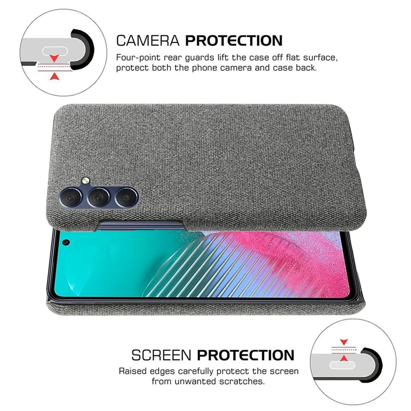 Cell Phone Case for Samsung Galaxy S24 Slim-Fit Cloth+PC Mobile Phone Cover - Grey