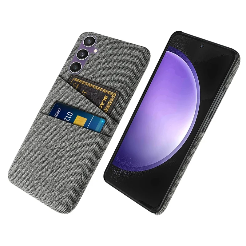 Para Samsung Galaxy S24 Carcasa Antirasguños Funda de Teléfono PC+Tela con 2 Ranuras para Tarjetas - Gris