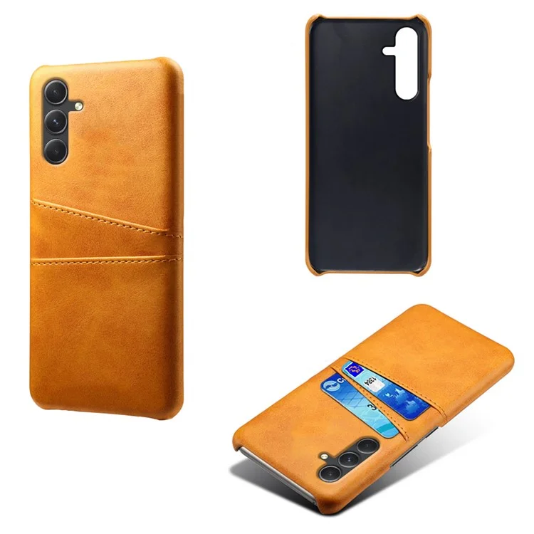 For Samsung Galaxy S24 Case PU+Hard PC Phone Protector with Dual Card Slots - Orange