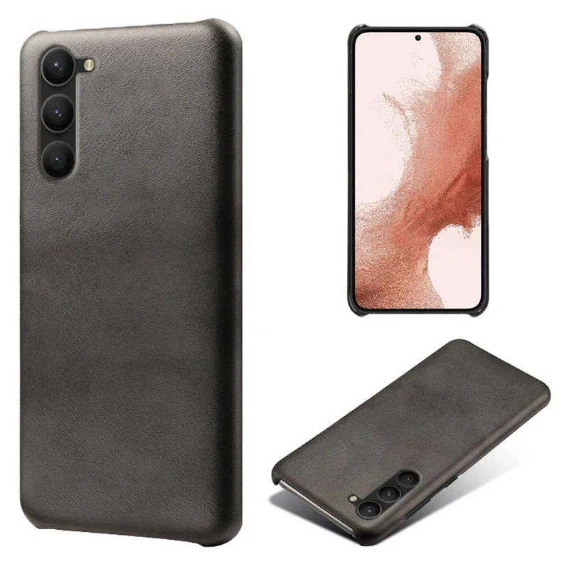 For Samsung Galaxy S24+ Phone Case Slim PU Leather + PC Shockproof Back Cover - Black