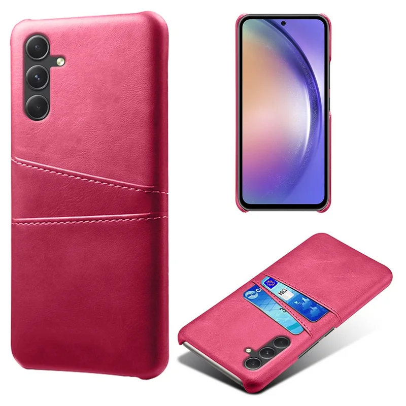 For Samsung Galaxy S24+ Cell Phone Case PU+Hard PC Anti-scratch Card Holder Back Shell - Rose