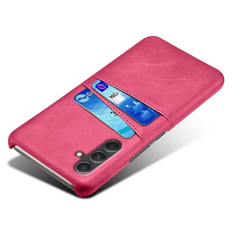 For Samsung Galaxy S24+ Cell Phone Case PU+Hard PC Anti-scratch Card Holder Back Shell - Rose