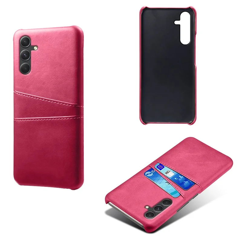 For Samsung Galaxy S24+ Cell Phone Case PU+Hard PC Anti-scratch Card Holder Back Shell - Rose