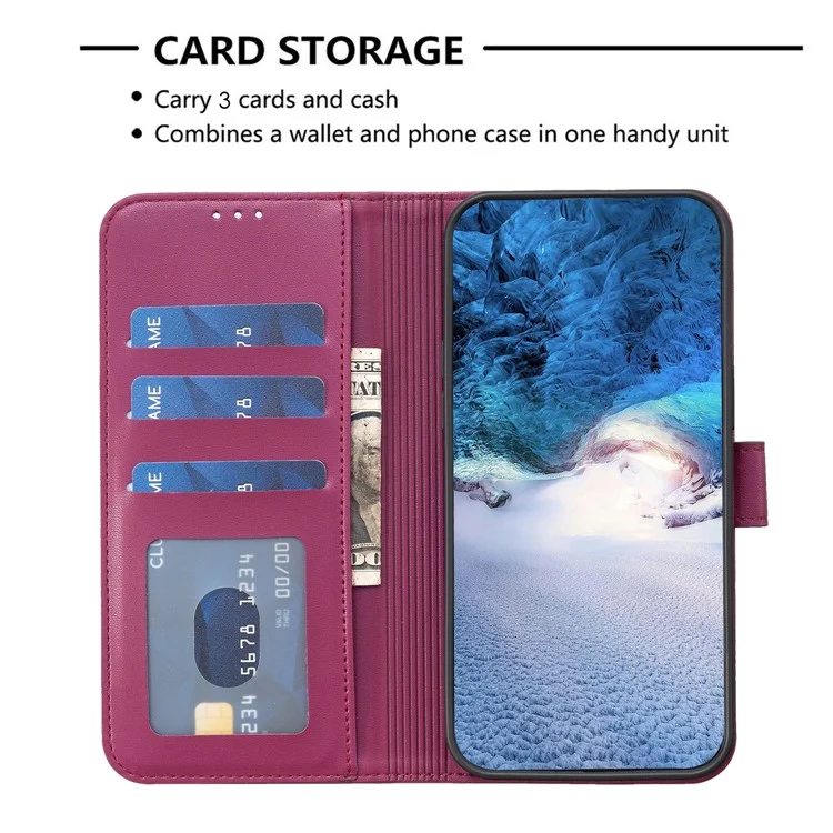 Per iPhone 15 Custodia in pelle Custodia magnetica con cerniera a copertura floreale - Rosa