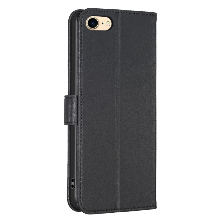 For iPhone 6 / 6s / 7 / 8 / SE (2020) / SE (2022) Phone Case PU Leather Clover Imprinted Wallet Cover - Black