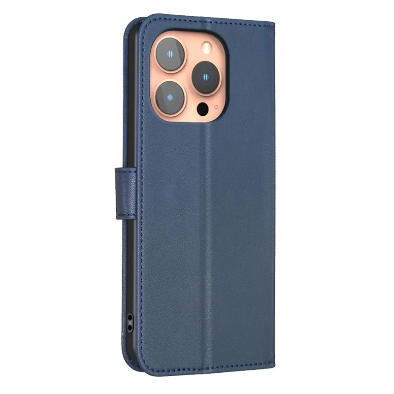 For iPhone 15 Pro PU Leather Cover Clover Imprinted Full Body Protective Phone Case - Blue