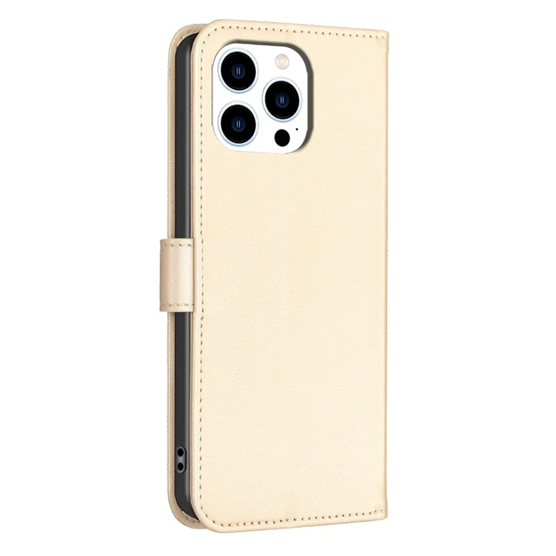 For iPhone 15 Pro Max Leather Phone Cover Clover Imprinted Stand Feature Flip Case - Gold