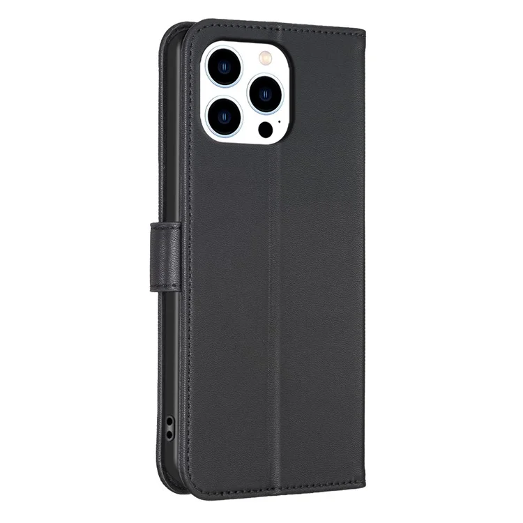 Per iPhone 13 Pro Custodia in Pelle PU con Motivo a Quadrifoglio Impresso, Flip Wallet Phone Cover - Nero
