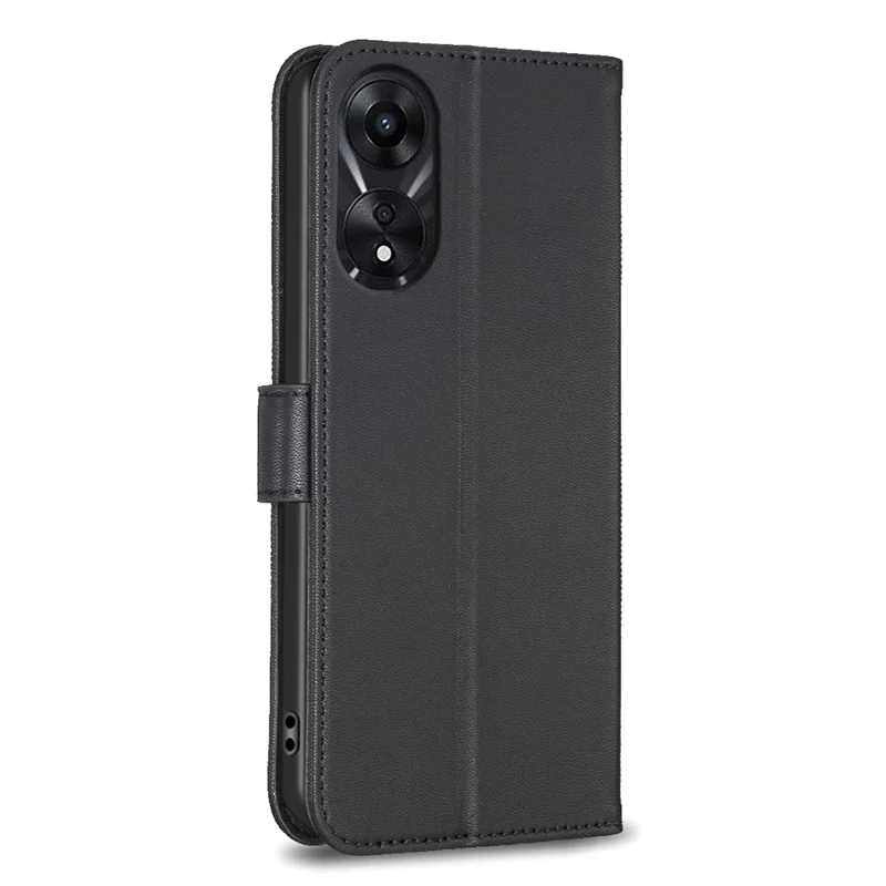 For Oppo A78 5G Leather Case Stand Function Clover Pattern Wallet Phone Cover - Black