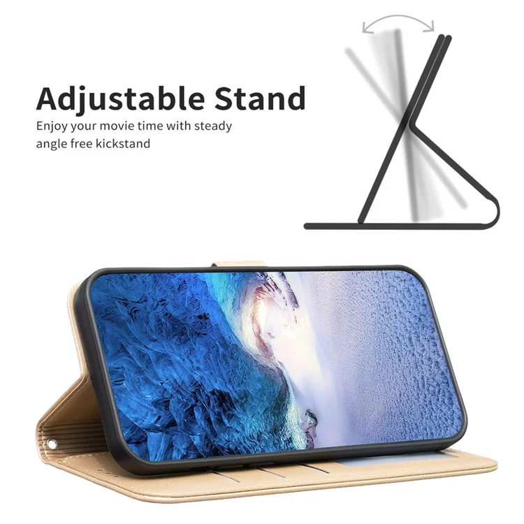 For Xiaomi Redmi 13C 4G / 13C 5G / 13R 5G / Poco M6 5G / Poco C65 4G Leather Phone Case Clover Pattern Stand Magnetic Closure Cover - Gold