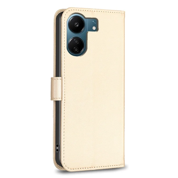 For Xiaomi Redmi 13C 4G / 13C 5G / 13R 5G / Poco M6 5G / Poco C65 4G Leather Phone Case Clover Pattern Stand Magnetic Closure Cover - Gold