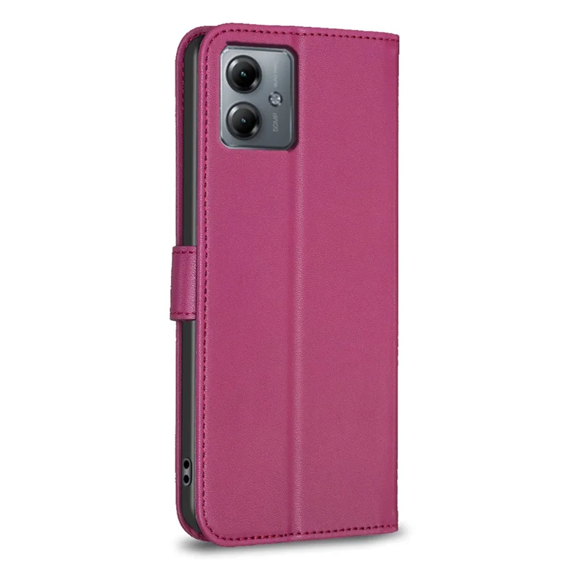 Para Motorola Moto G14 4G Caso da carteira de couro PU Suporte Padrão Trevo Phone Cover - Rosa