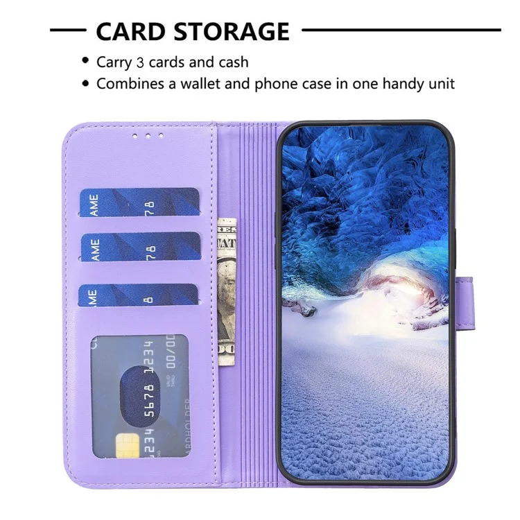 Para Oppo A38 4G / A18 4G Leather Wallet Case Stand Clover Pattern Imprinted Phone Cover - Roxo