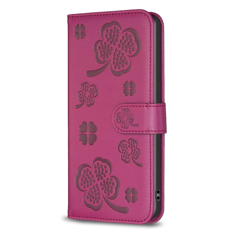 For Oppo A38 4G / A18 4G Leather Wallet Case Stand Clover Pattern Imprinted Phone Cover - Rose