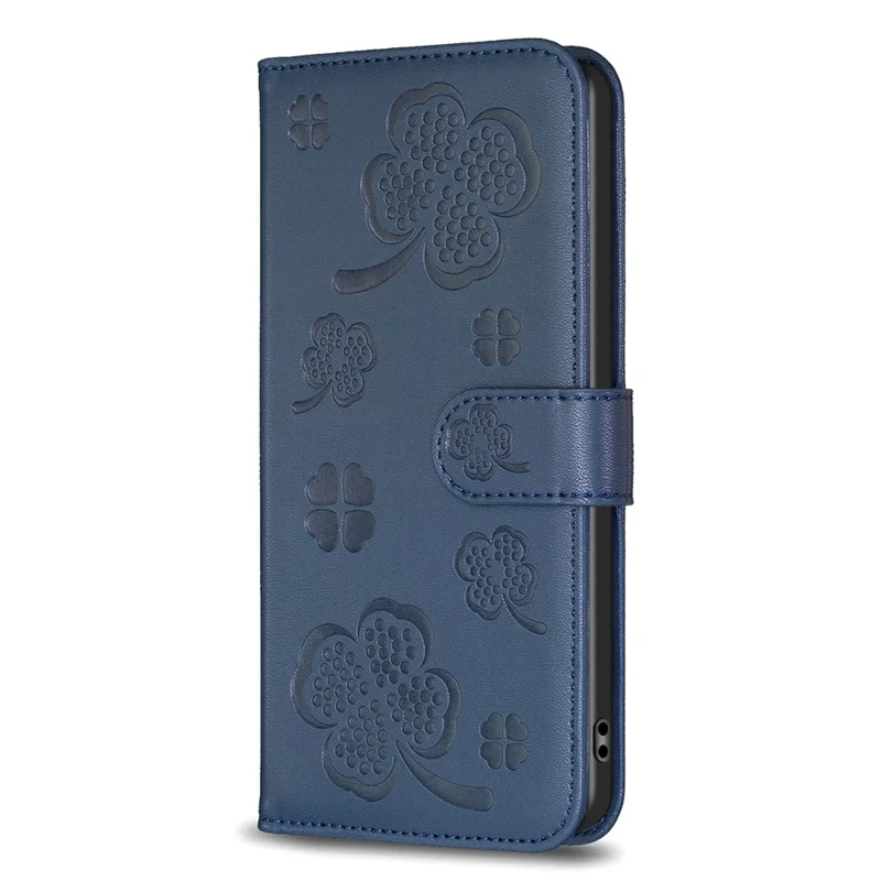 For Oppo A38 4G / A18 4G Leather Wallet Case Stand Clover Pattern Imprinted Phone Cover - Blue