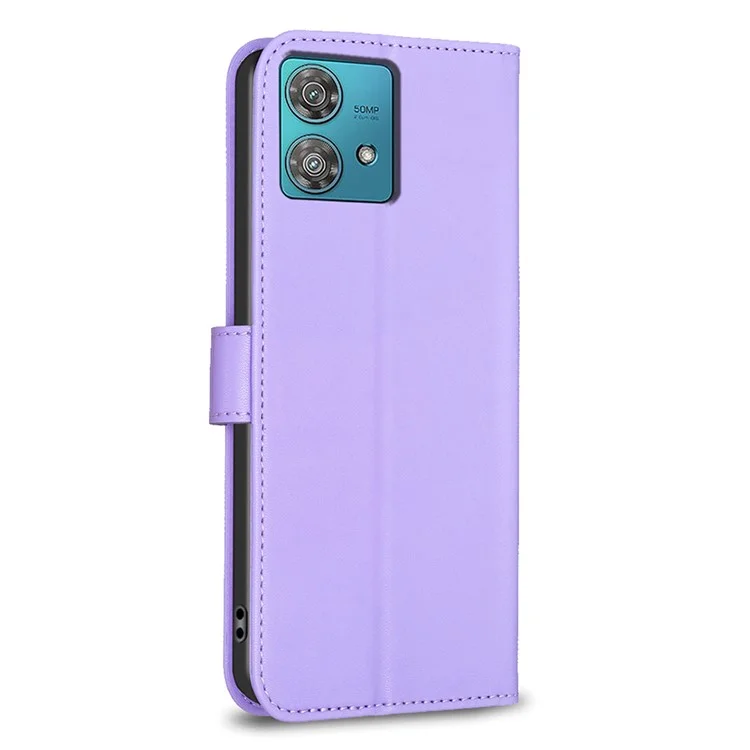 Pour Motorola Edge 40 Neo 5G Clover Pattern Leather Case Magnetic Clasp Stand Flip Phone Cover - Violet