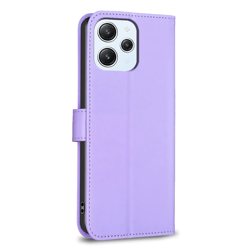 For Xiaomi Redmi 12 4G Wallet Flip Cover PU Leather Clover Imprinted Folio Phone Case - Purple