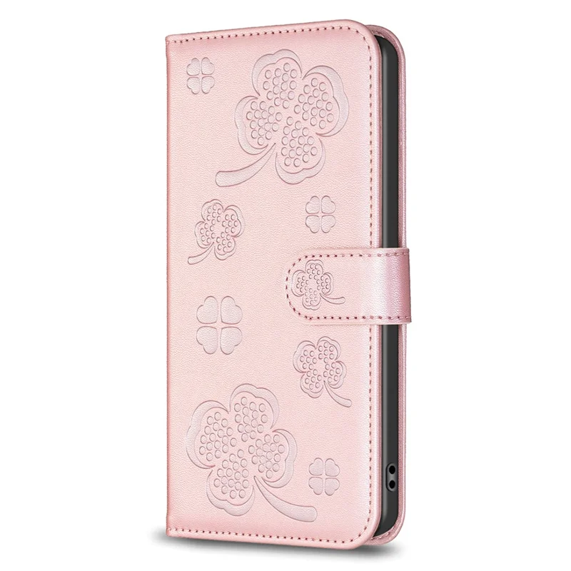 For Motorola Edge 40 5G Wallet Case PU Leather Imprinted Clover Protective Flip Phone Case - Pink