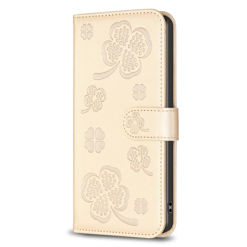 For Motorola Edge 40 5G Wallet Case PU Leather Imprinted Clover Protective Flip Phone Case - Gold