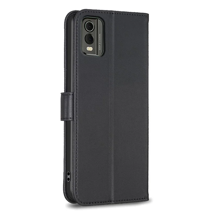 Para Nokia C32 Flip Stand Funda de Piel PU con Estampado de Trébol Cierre Magnético - Negro