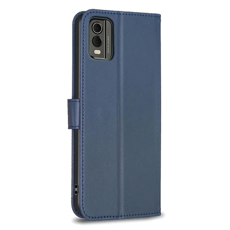 For Nokia C32 Flip Stand PU Leather Case Imprinted Clover Magnetic Clasp Phone Case - Blue