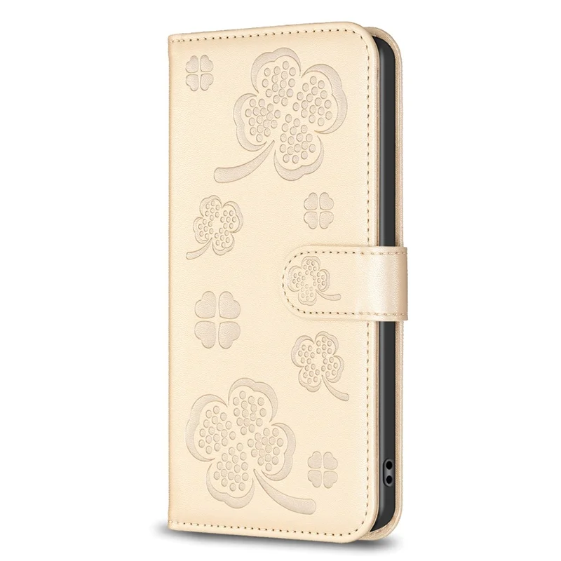 For Oppo A78 4G Wallet Cover PU Leather Clover Imprinted Flip Phone Case - Gold