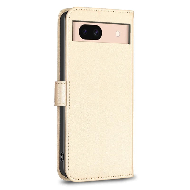 Para Google Pixel 8a Capa de Telefone Caso PU Leather Clover Imprinted Wallet Protection Cover - Ouro