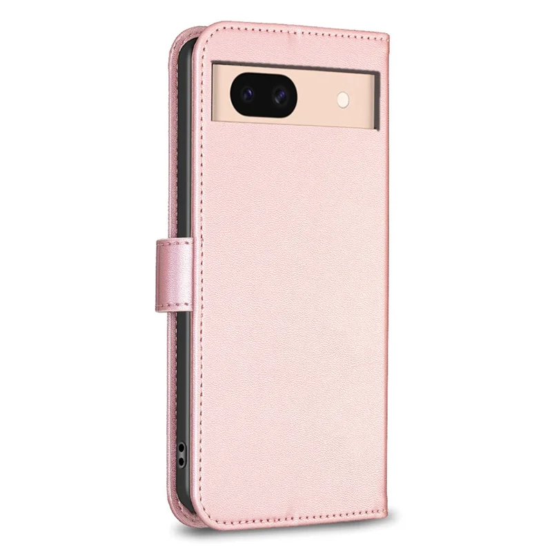 Para Google Pixel 8a Phone Case PU Leather Clover Imprinted Wallet Protection Cover - Pink