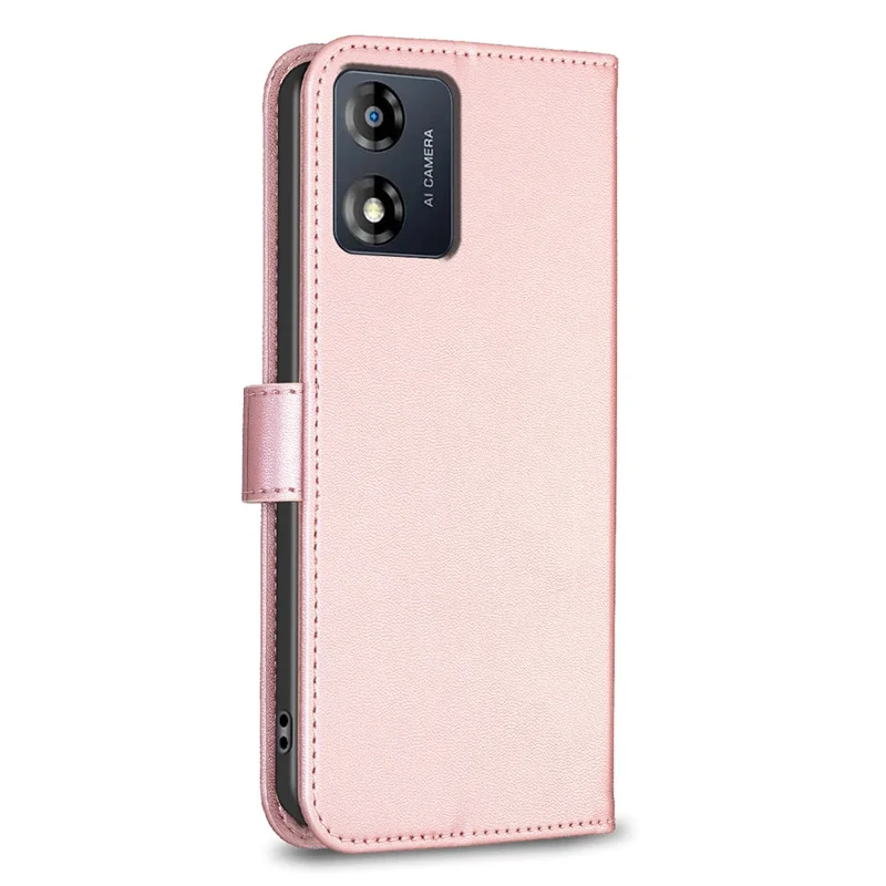 For Motorola Moto E13 4G Phone Case Clover Pattern PU Leather Flip Folio Phone Cover - Pink