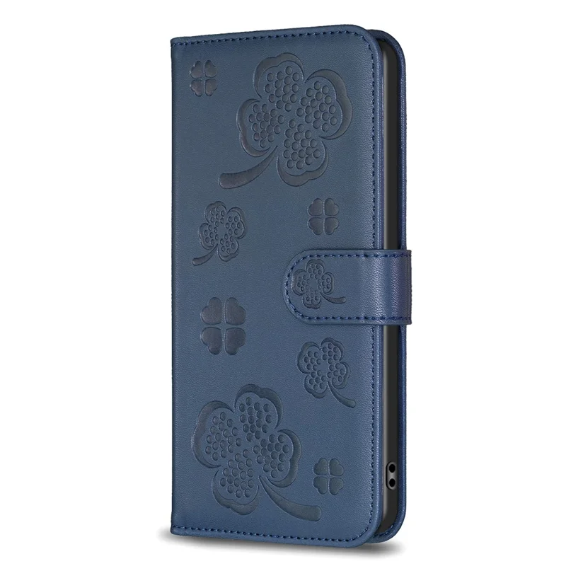 For Motorola Moto E13 4G Phone Case Clover Pattern PU Leather Flip Folio Phone Cover - Blue