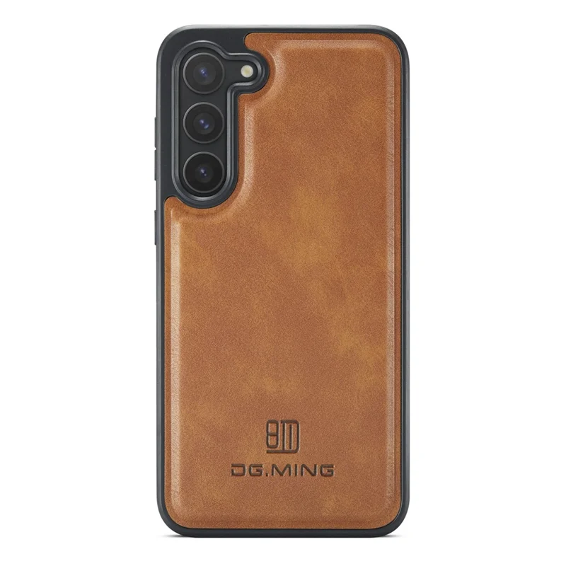 DG.MING For Samsung Galaxy S23 Case Leather Coated PC+TPU Phone Back Cover - Brown