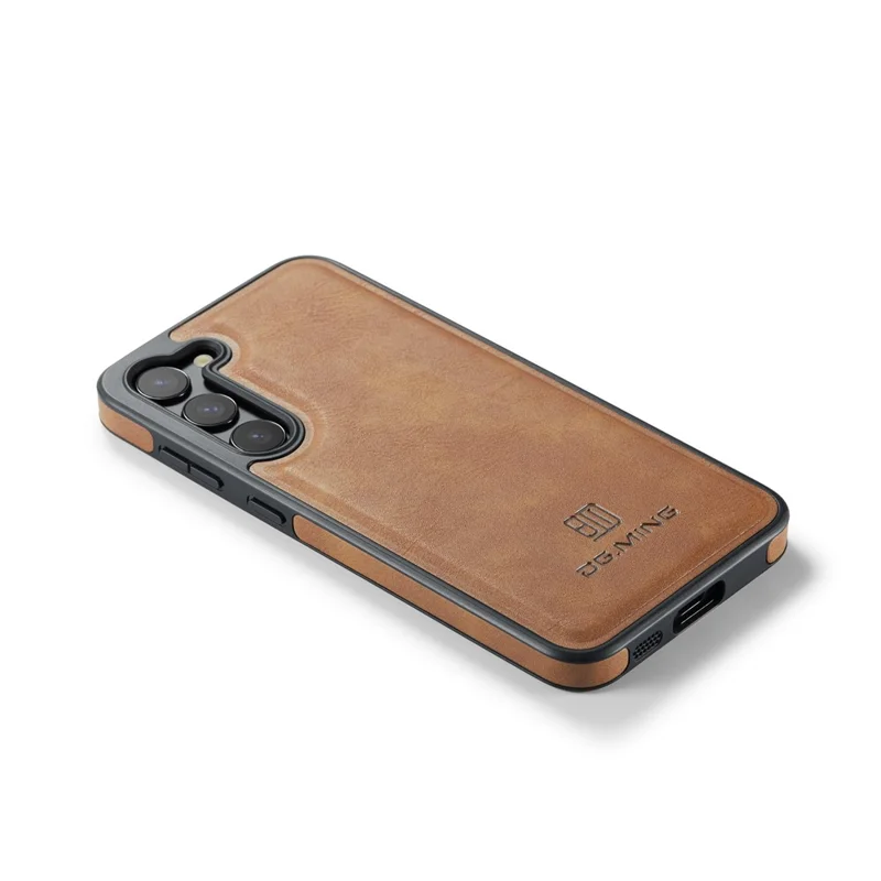 DG.MING For Samsung Galaxy S23 Case Leather Coated PC+TPU Phone Back Cover - Brown
