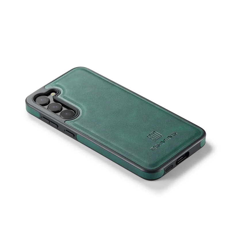 DG.MING For Samsung Galaxy S23 Case Leather Coated PC+TPU Phone Back Cover - Green