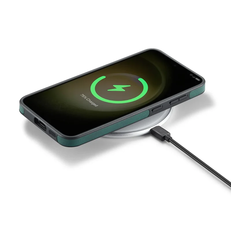 DG.MING For Samsung Galaxy S22 5G Case PU Leather Coated PC+TPU Cover - Green