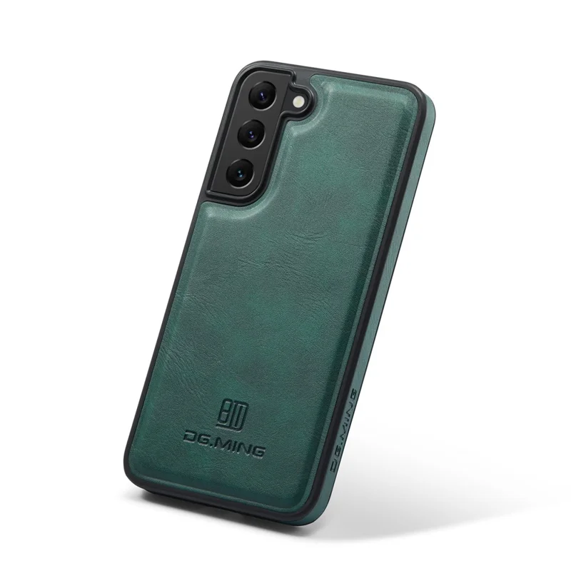 حالة هاتف DG.MING لجهاز Samsung Galaxy S22+ 5G، غطاء هاتف مطلي بالجلد الصناعي - أخضر