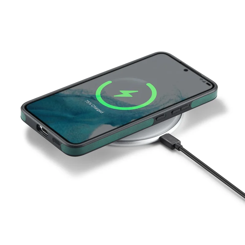 حالة هاتف DG.MING لجهاز Samsung Galaxy S22+ 5G، غطاء هاتف مطلي بالجلد الصناعي - أخضر