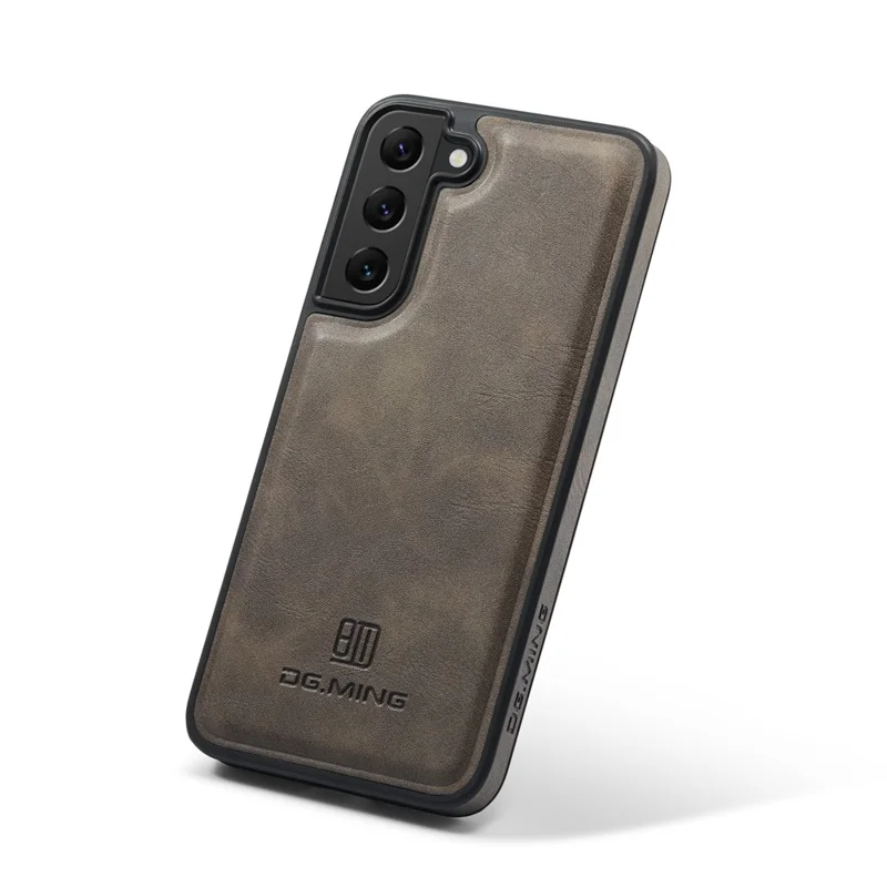 DG.MING For Samsung Galaxy S22+ 5G Phone Case PU Leather Coating Phone Cover - Coffee