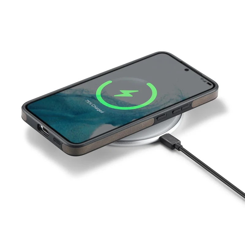 DG.MING For Samsung Galaxy S22+ 5G Phone Case PU Leather Coating Phone Cover - Coffee