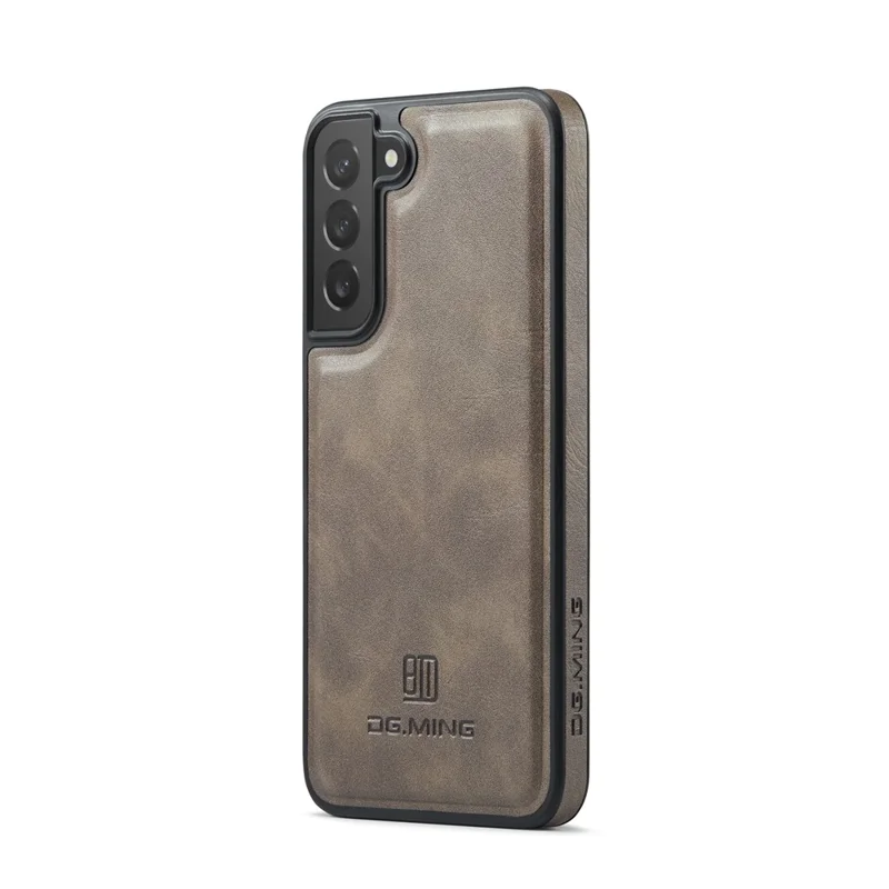 DG.MING For Samsung Galaxy S22+ 5G Phone Case PU Leather Coating Phone Cover - Coffee