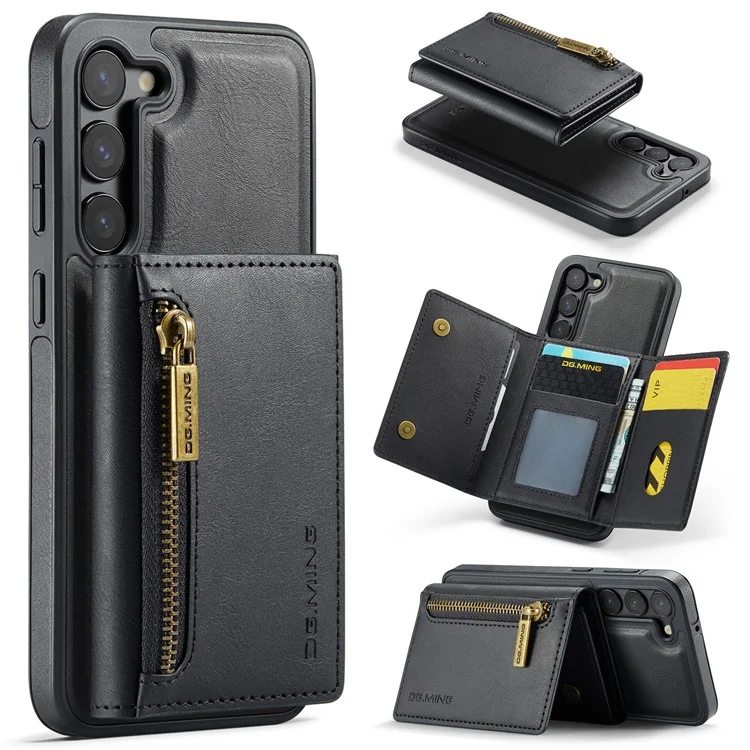 DG.MING Série M5 Para Samsung Galaxy S23+ Capa Destacável 2-em-1 Carteira e Capa de Telefone - Preto