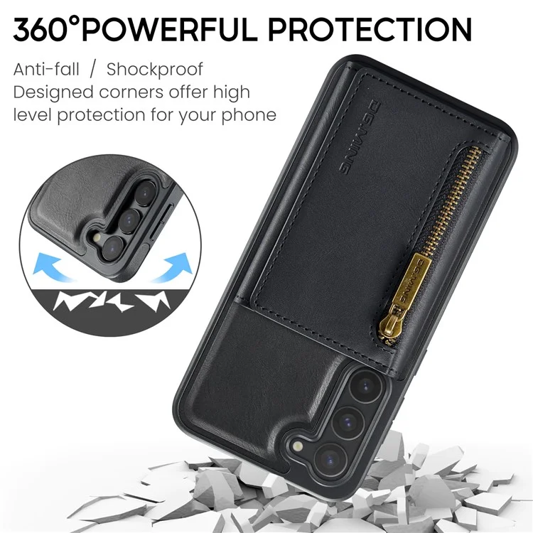 DG.MING Série M5 Para Samsung Galaxy S23+ Capa Destacável 2-em-1 Carteira e Capa de Telefone - Preto