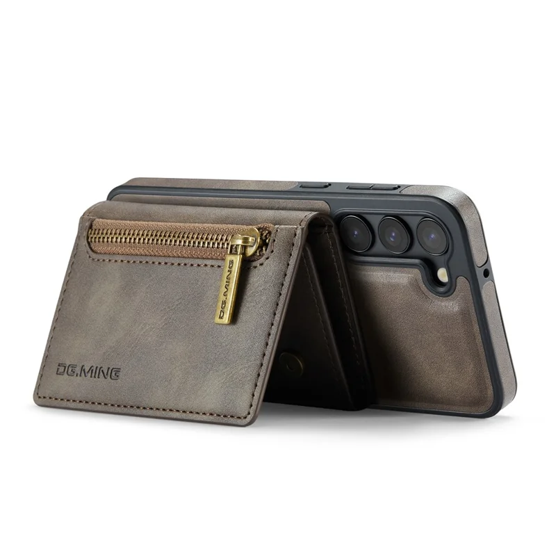 DG.MING M5 Series For Samsung Galaxy S23+ Case Detachable 2-in-1 Wallet Phone Cover - Coffee