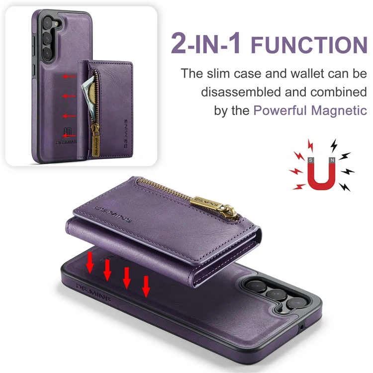 DG.MING M5 Series For Samsung Galaxy S23 Case Phone Cover with Detachable Wallet - Purple