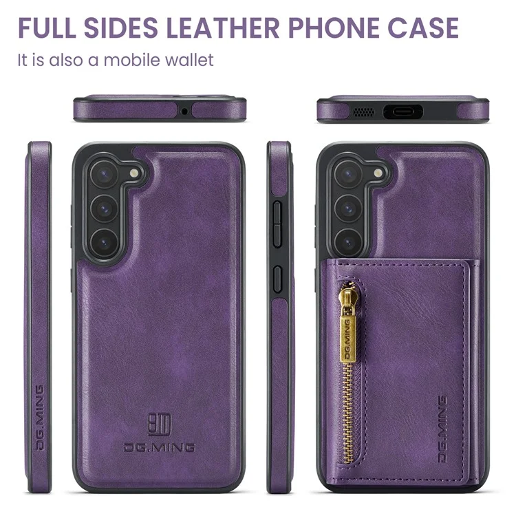 DG.MING M5 Series For Samsung Galaxy S23 Case Phone Cover with Detachable Wallet - Purple
