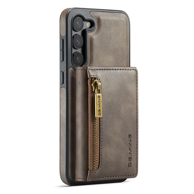 DG.MING M5 Series For Samsung Galaxy S23 Case Phone Cover with Detachable Wallet - Coffee