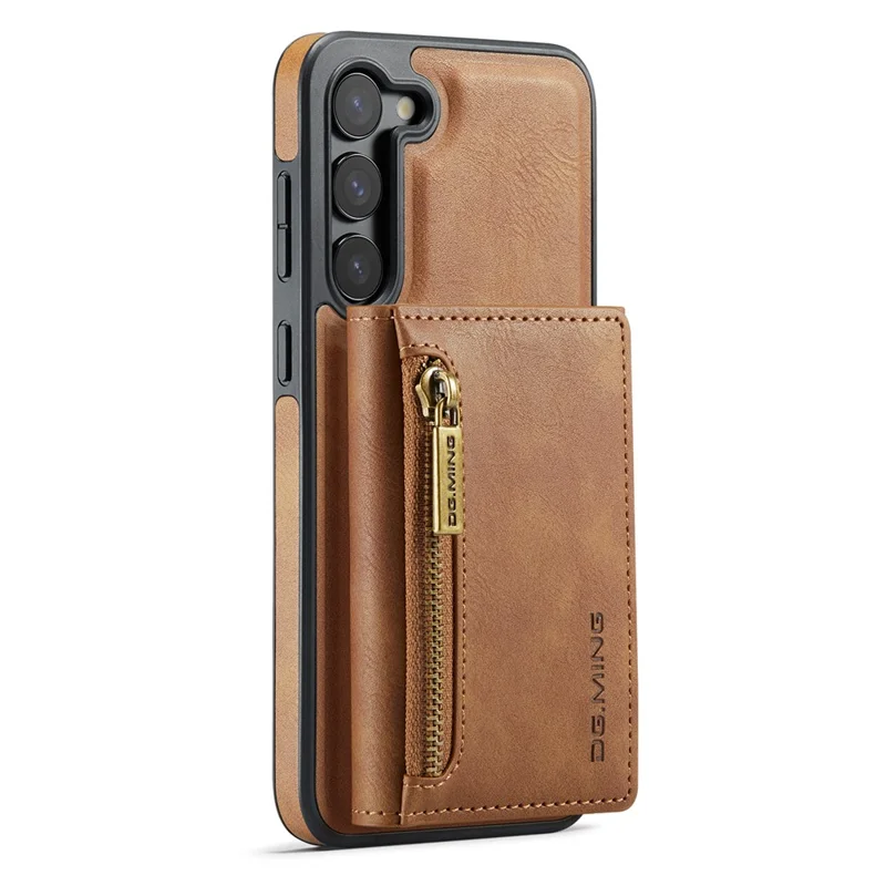 DG.MING M5 Series For Samsung Galaxy S23 Case Phone Cover with Detachable Wallet - Brown