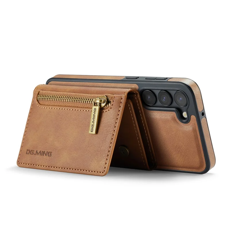 DG.MING M5 Series For Samsung Galaxy S23 Case Phone Cover with Detachable Wallet - Brown