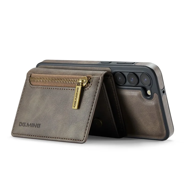 Étui pour Samsung Galaxy S22+ 5G DG.MING M5 Series avec poche zippée et porte-monnaie - Café