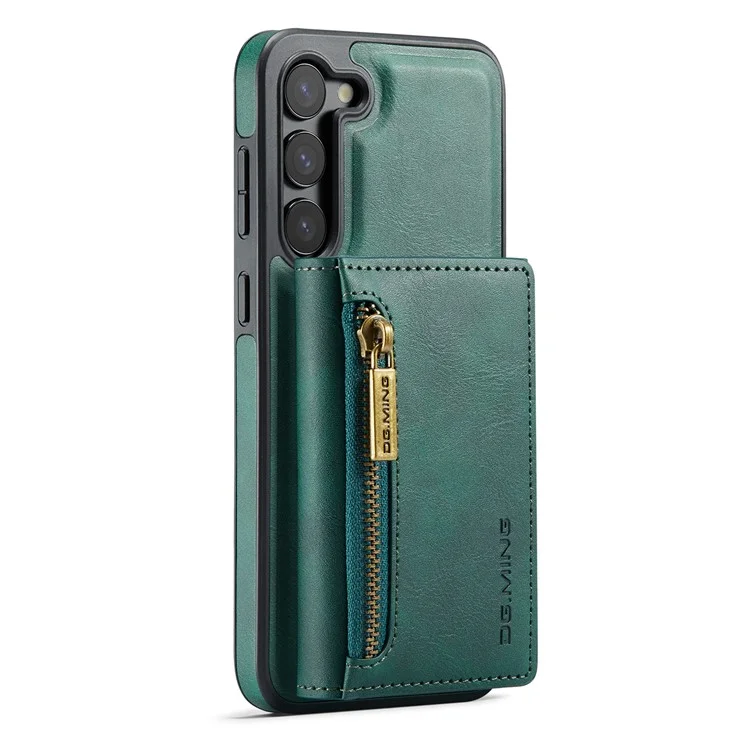 DG.MING M5 Series For Samsung Galaxy S22 5G Case Detachable Wallet Kickstand Phone Cover - Green